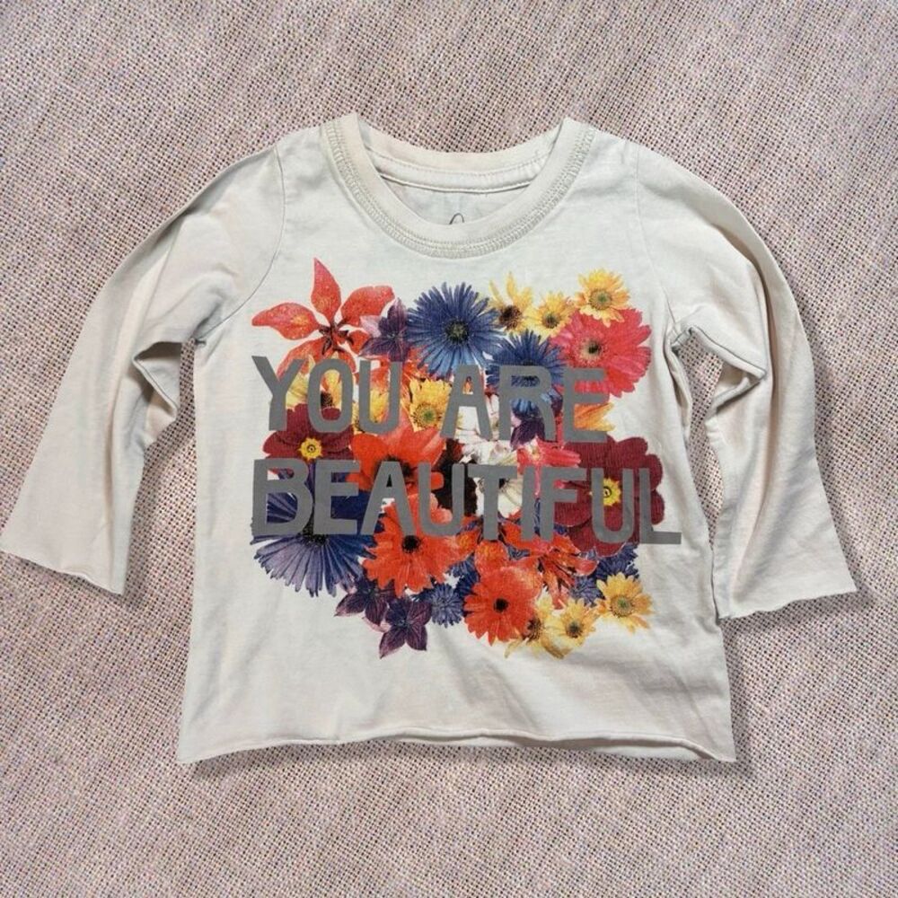 PEEK Little Peanut 3-6M You Are Beautiful Floral Raw Hem Long Sleeve Tee
